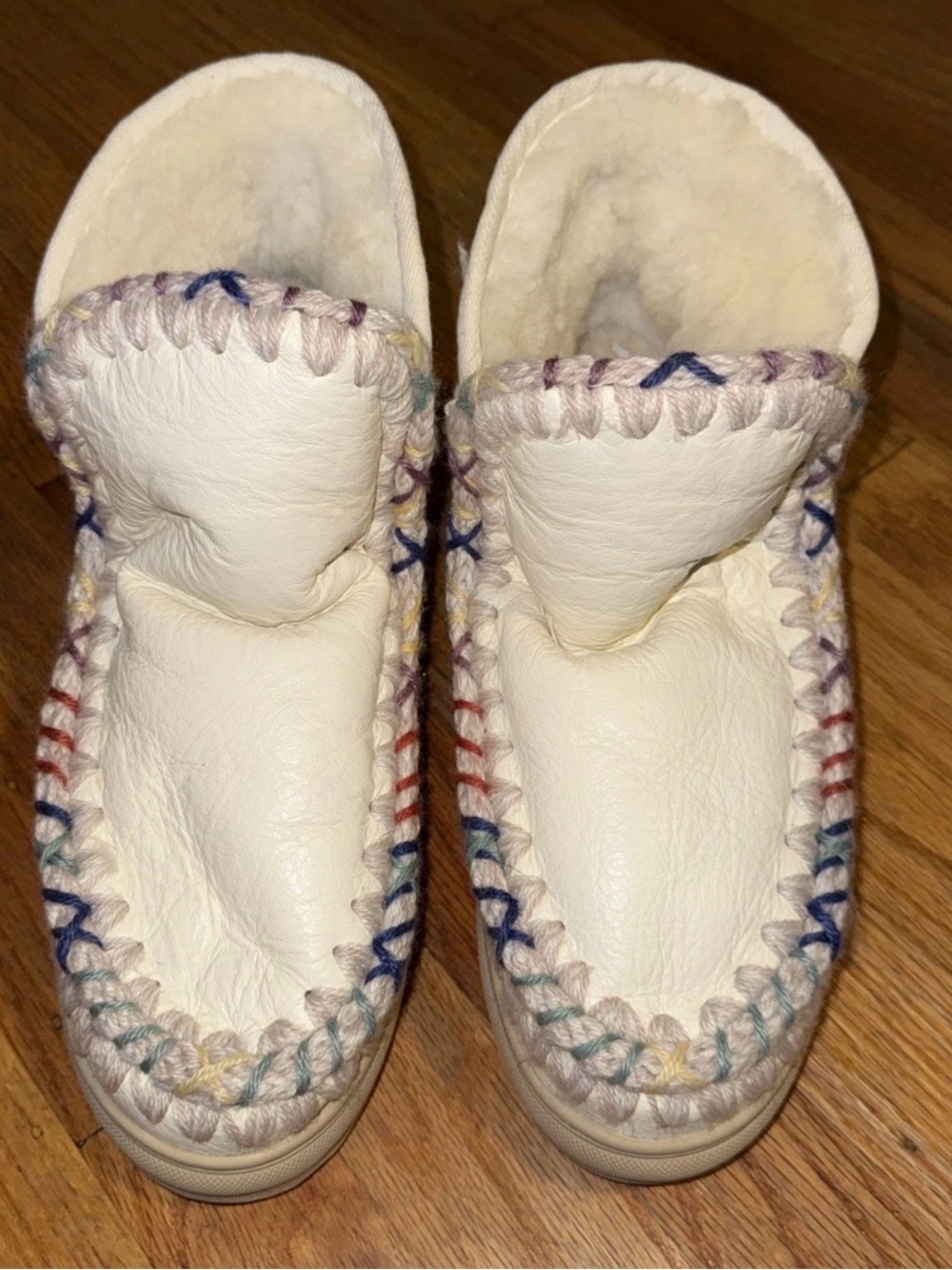 Womens Mou Eskimo Leather Shearling White Boots Size EU 39